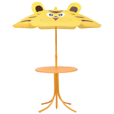 3-tlg. Garten-Bistro-Set für Kinder mit Sonnenschirm Gelb