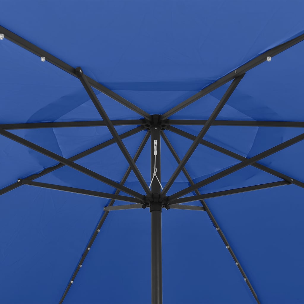 Sonnenschirm mit LED-Leuchten und Metallmast 400 cm Azurblau