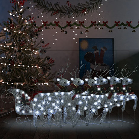 Rentier mit Schlitten Weihnachtsdekoration 140 LEDs Silbern - Place-X Shop