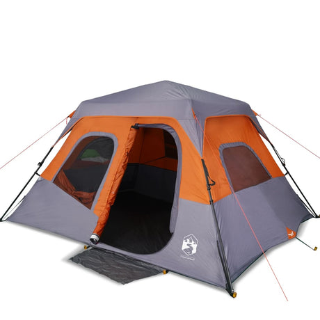 Campingzelt 6 Personen Grau und Orange 344x282x192 cm - Place-X Shop