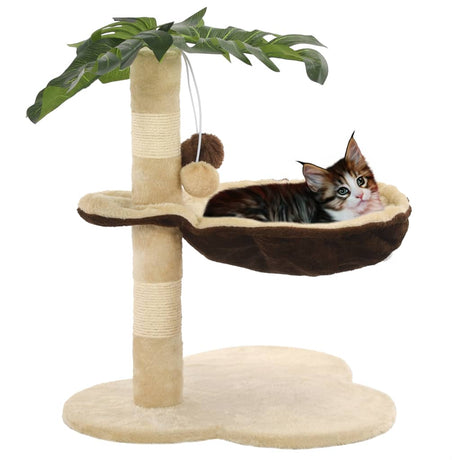Katzen-Kratzbaum mit Sisal-Kratzstange 50 cm Beige und Braun - Place-X Shop