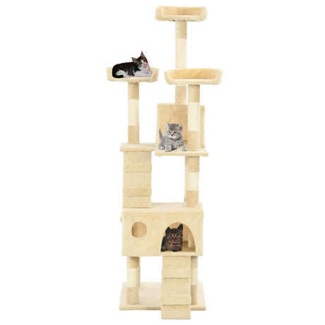 Katzen-Kratzbaum mit Sisal-Säulen 170 cm Beige - Place-X Shop