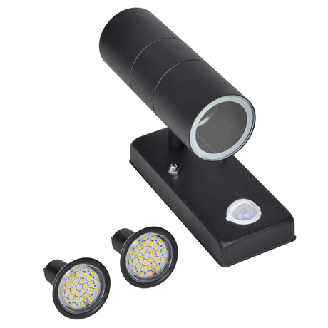 LED-Wandleuchte Edelstahl Zylinderform Schwarz mit Sensor - Place-X Shop
