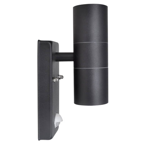 LED-Wandleuchte Edelstahl Zylinderform Schwarz mit Sensor - Place-X Shop