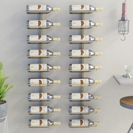 Wand-Weinregale für 9 Flaschen 2 Stk. Golden Eisen - Place-X Shop