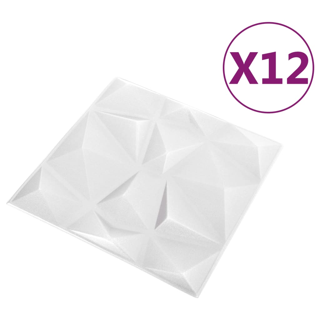 3D-Wandpaneele 12 Stk. 50x50 cm Diamant Grau 3 m² - Place-X Shop
