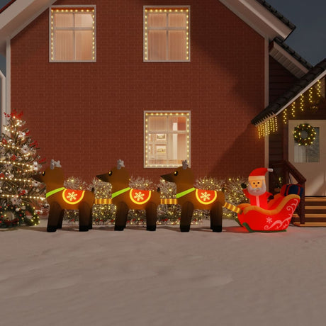 Aufblasbarer Weihnachtsmann mit Rentieren LED 138 cm - Place-X Shop