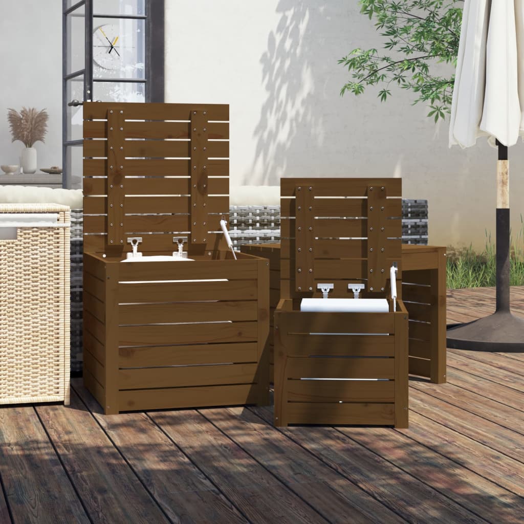 3-tlg. Gartenbox-Set Honigbraun Massivholz Kiefer - Xcelerate Your Shopping - Place-X Shop
