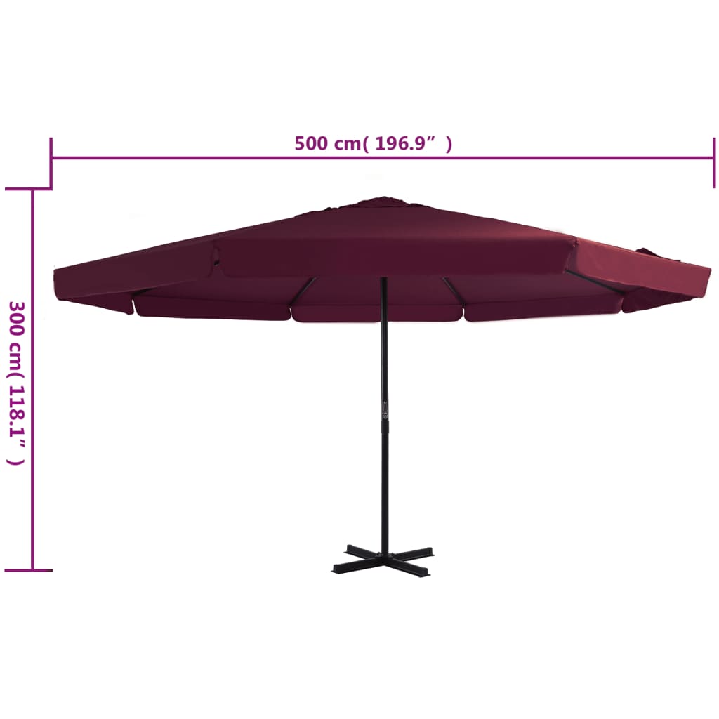 Sonnenschirm mit Aluminium-Mast 500 cm Bordeauxrot