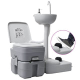 Campingtoilette und Handwaschbecken Set Tragbar Grau