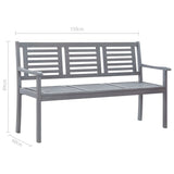 3-Sitzer-Gartenbank mit Auflage 150 cm Grau Eukalyptusholz - Place-X Shop