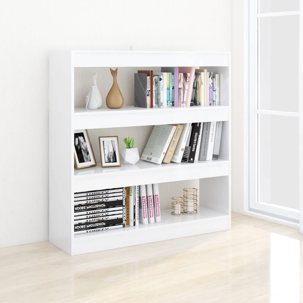 Bücherregal/Raumteiler Hochglanz-Weiß 100x30x103 cm