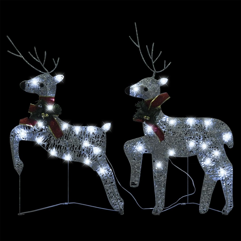 Rentier mit Schlitten Weihnachtsdekoration 140 LEDs Silbern - Place-X Shop