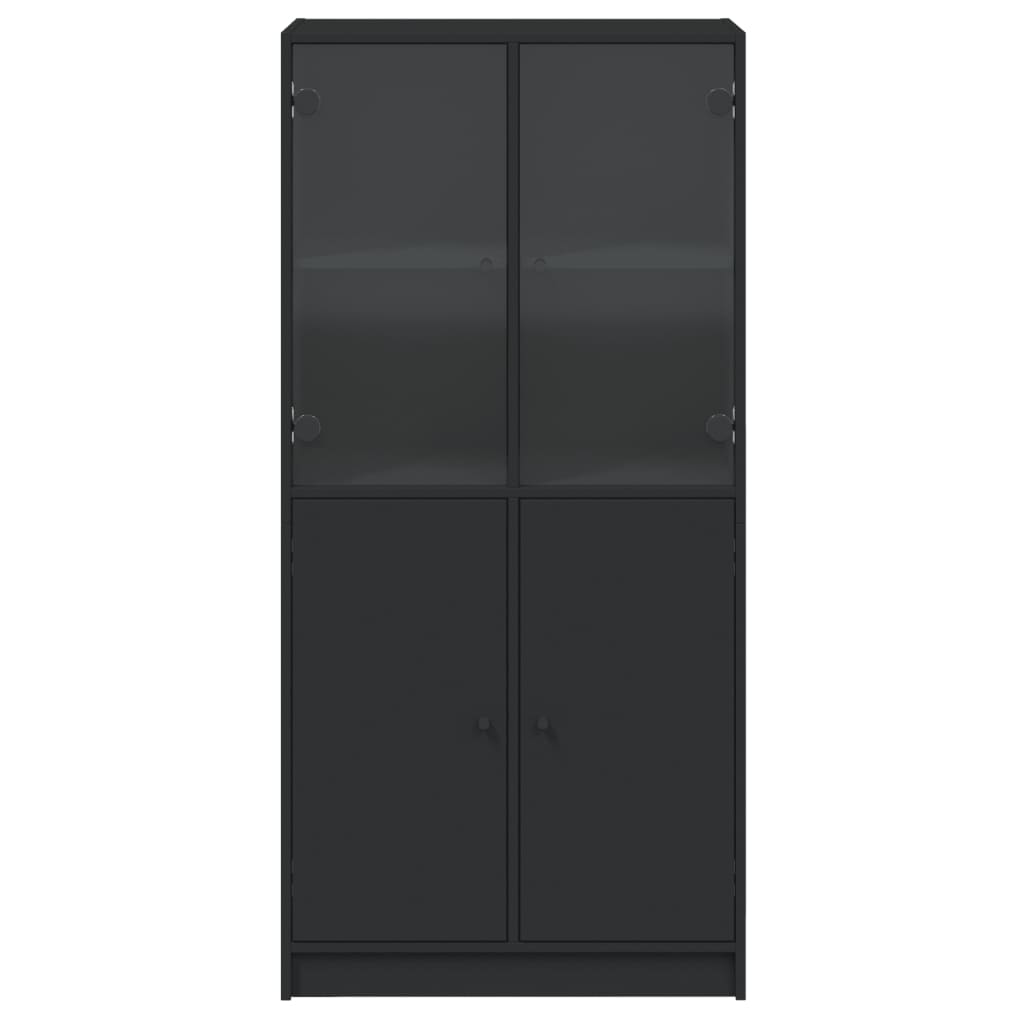 Highboard mit Türen Schwarz 68x37x142 cm Holzwerkstoff