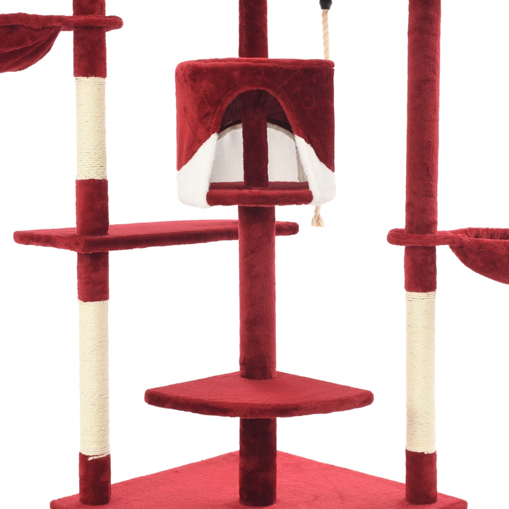 Katzen-Kratzbaum mit Sisal-Kratzsäulen 203 cm Rot und Weiß - Place-X Shop