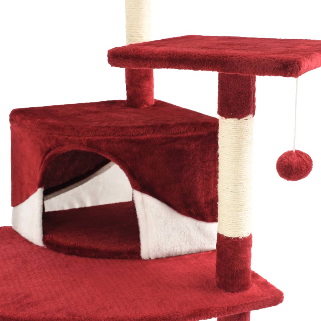 Katzen-Kratzbaum mit Sisal-Kratzsäulen 203 cm Rot und Weiß - Place-X Shop