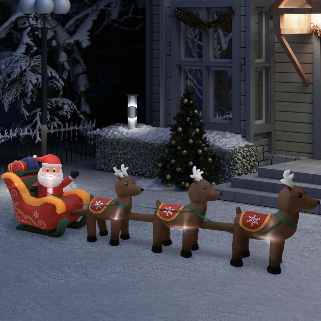 Aufblasbarer Weihnachtsmann mit Rentieren LED - Place-X Shop