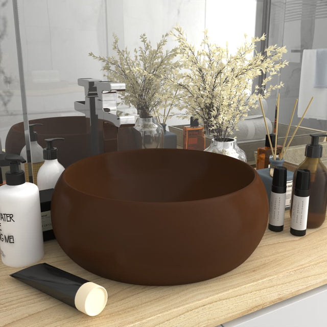 Luxuriöses Waschbecken Rund Matt Dunkelbraun 40x15 cm Keramik - Xcelerate Your Shopping - Place-X Shop