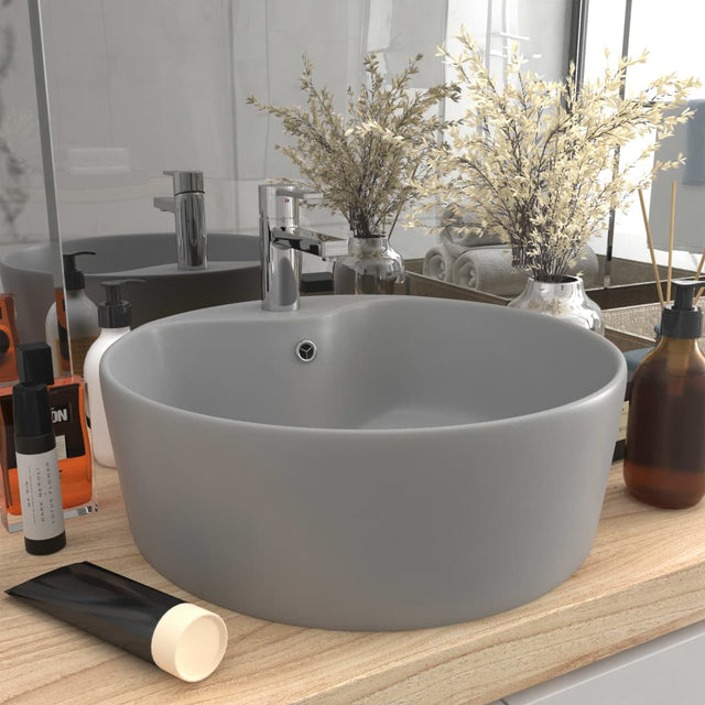 Luxus-Waschbecken mit Überlauf Matt Hellgrau 36x13 cm Keramik - Xcelerate Your Shopping - Place-X Shop