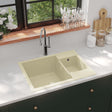 Küchenspüle mit Überlauf Doppelbecken Beige Granit - Xcelerate Your Shopping - Place-X Shop