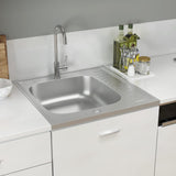 Küchenspüle mit Abtropfset Silbern 600x600x155 mm Edelstahl - Place-X Shop