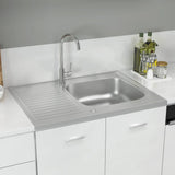 Küchenspüle mit Abtropfset Silbern 800x600x155 mm Edelstahl - Place-X Shop