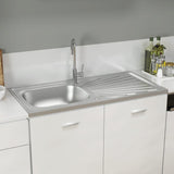 Küchenspüle mit Abtropfset Silbern 1000x500x155 mm Edelstahl - Place-X Shop