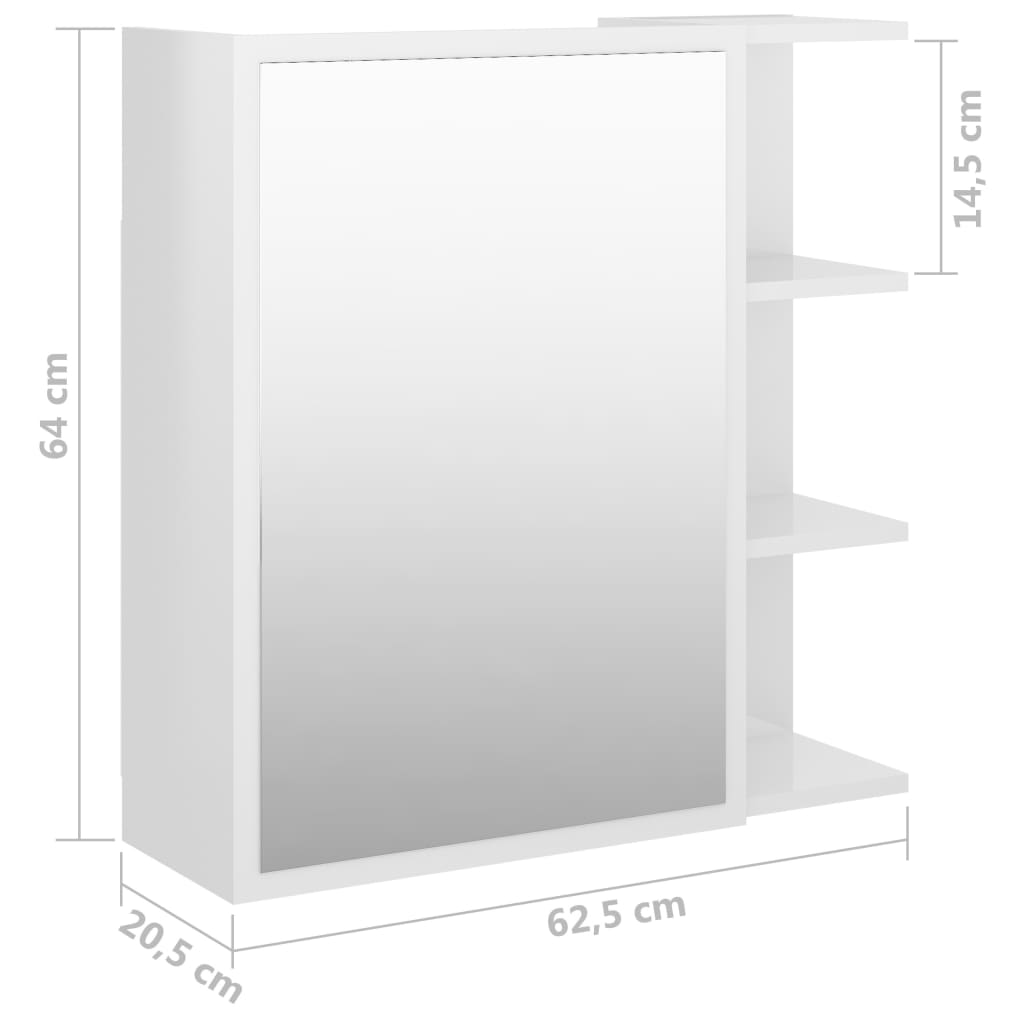 Bad-Spiegelschrank Hochglanz-Weiß 62,5x20,5x64 cm Holzwerkstoff - Place-X Shop