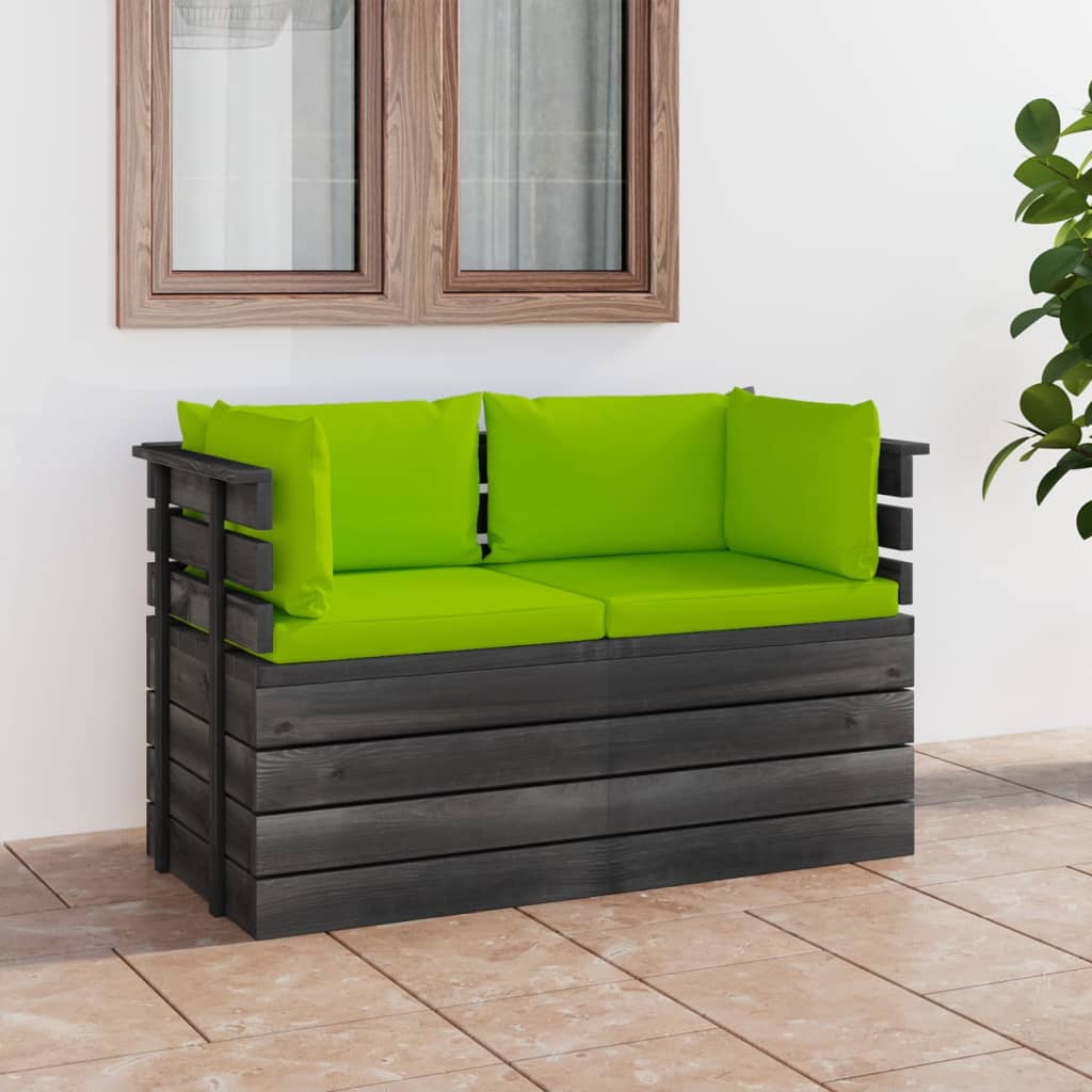 Garten-Palettensofa 2-Sitzer mit Kissen Kiefer Massivholz - Xcelerate Your Shopping - Place-X Shop