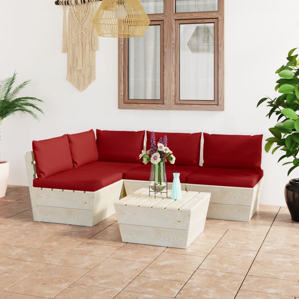 5-tlg. Garten-Sofagarnitur aus Paletten mit Kissen Fichtenholz - Xcelerate Your Shopping - Place-X Shop