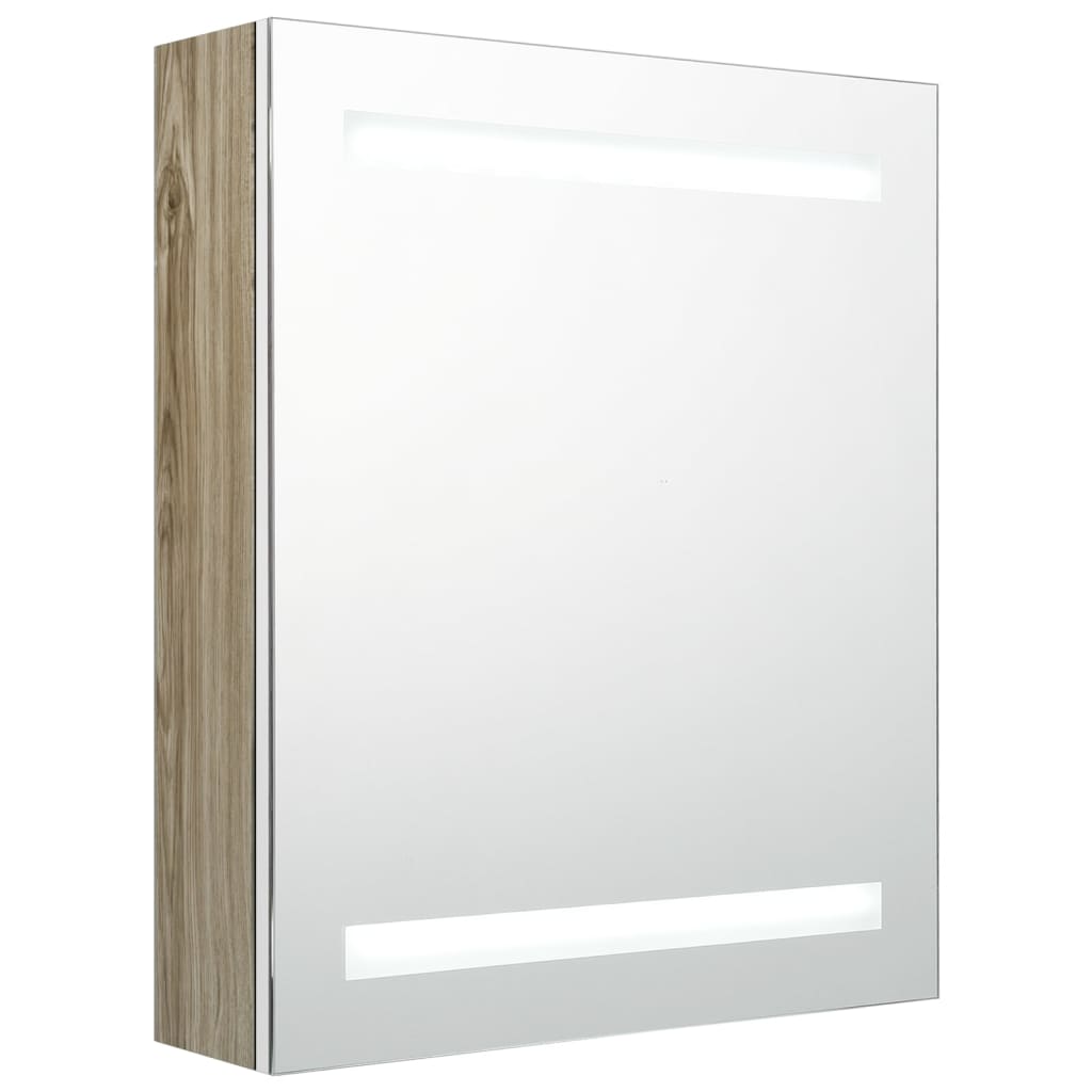LED-Bad-Spiegelschrank Weiß und Eichen-Optik 50x14x60 cm - Place-X Shop