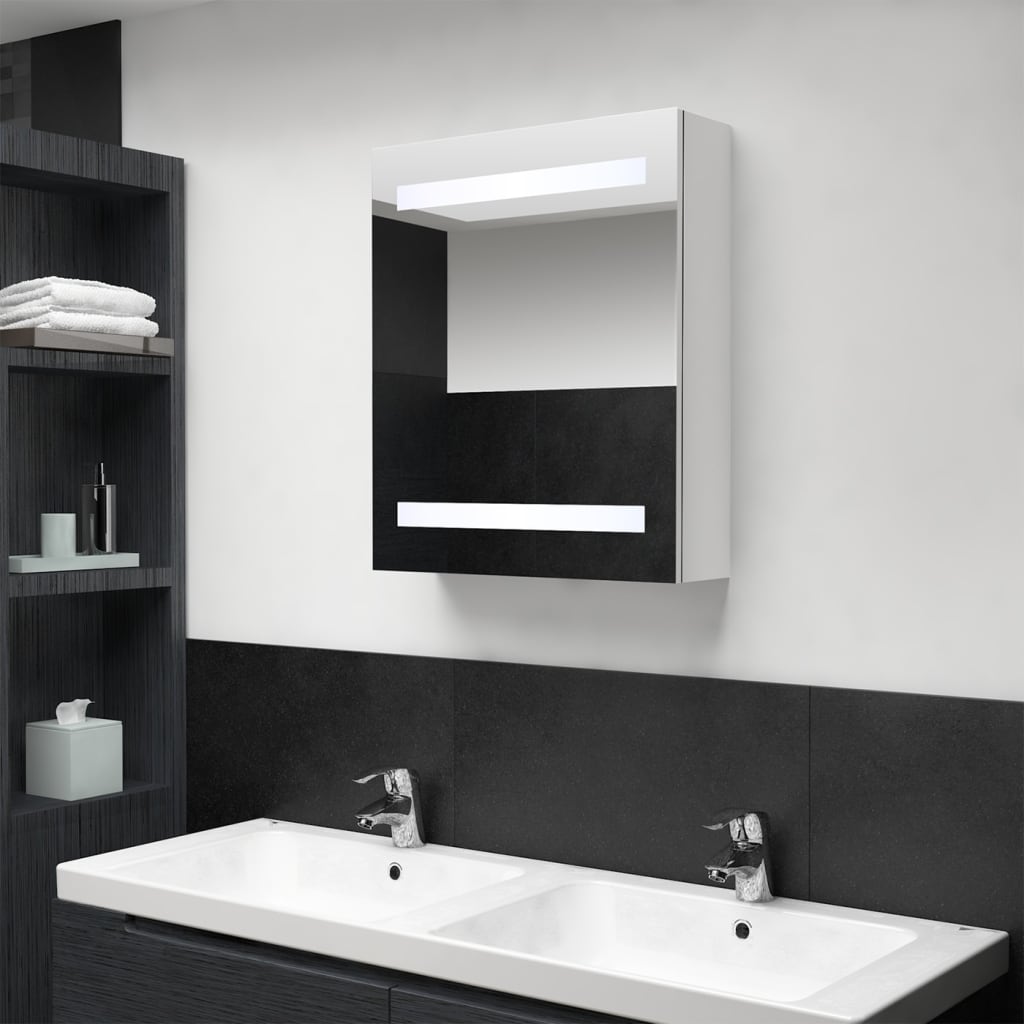 LED-Bad-Spiegelschrank Glänzendes Weiß 50x14x60 cm - Place-X Shop