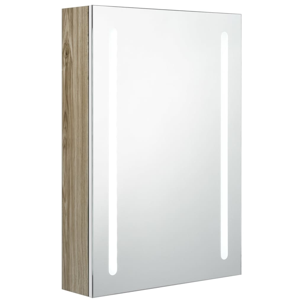 LED-Bad-Spiegelschrank Weiß und Eiche-Optik 50x13x70 cm - Place-X Shop