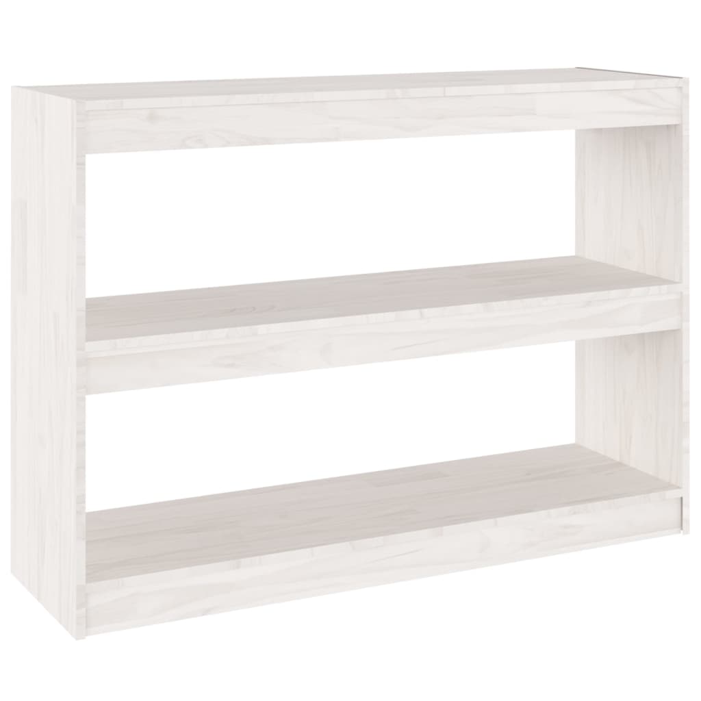 Bücherregal Raumteiler Weiß 100x30x71,5 cm Massivholz Kiefer