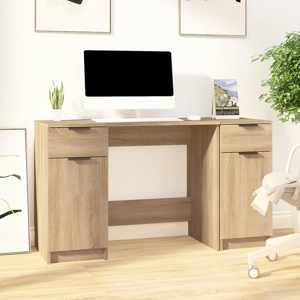 Schreibtisch mit Beistellschrank Sonoma-Eiche Holzwerkstoff - Place-X Shop