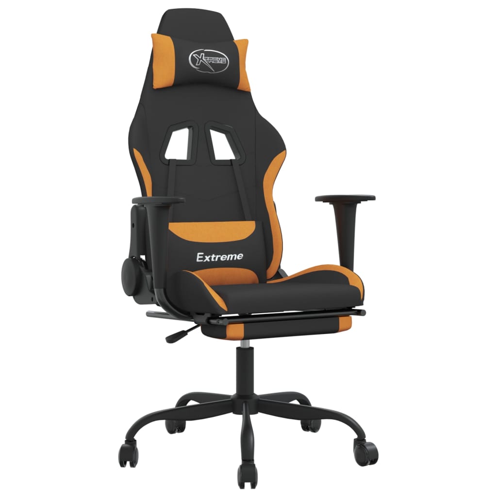 Gaming-Stuhl mit Fußstütze Schwarz und Orange Stoff - Place-X Shop
